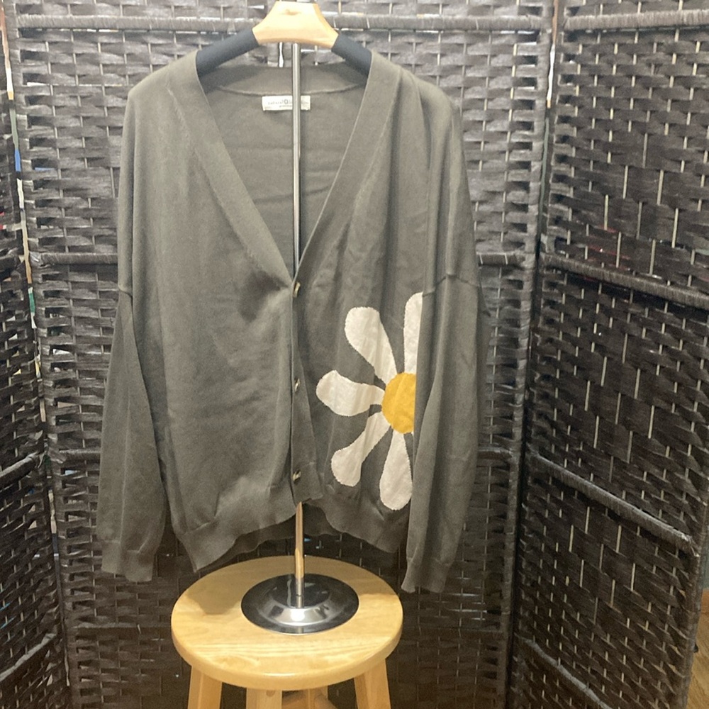 Natural Life Floral Cardigan Sweater - Olive Green- New never worn Size Medium